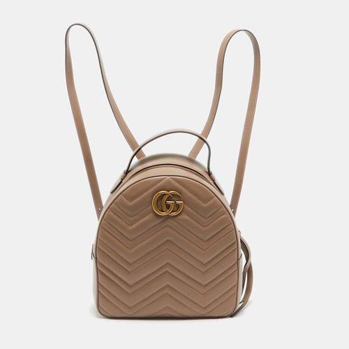 Gucci Beige Matelassé Leather GG Marmont Backpack - Gucci - Modalova