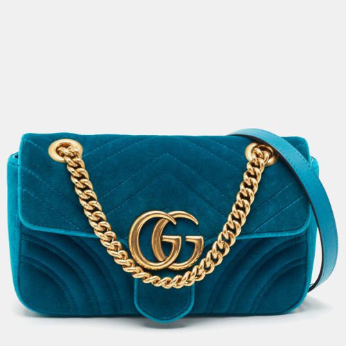 Gucci Green Matelassé Velvet Mini GG Marmont Shoulder Bag - Gucci - Modalova