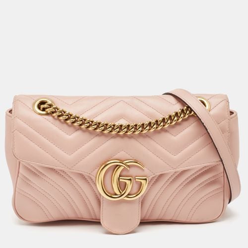 Gucci Pink Matelassé Leather Small GG Marmont Shoulder Bag - Gucci - Modalova