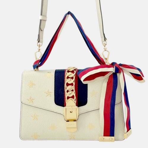 Gucci Ivory Leather Sylvie Shoulder Bag - Gucci - Modalova