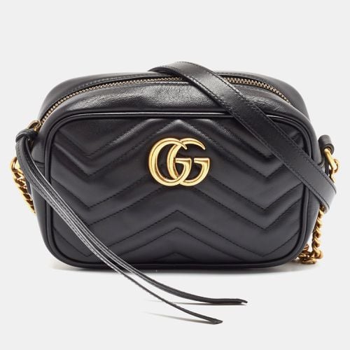 Gucci Black Matelassé Leather Mini GG Marmont Crossbody Bag - Gucci - Modalova