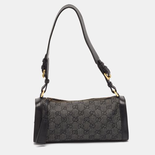 Gucci Black GG Denim and Leather Shoulder Bag - Gucci - Modalova