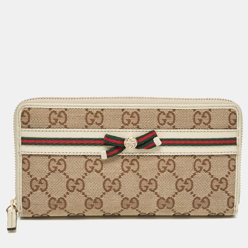 Gucci Off White/Beige GG Canvas Mayfair Zip Around Wallet - Gucci - Modalova