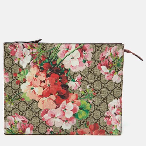 Gucci Beige/Pink GG Supreme Canvas Blooms Print Pouch Clutch - Gucci - Modalova