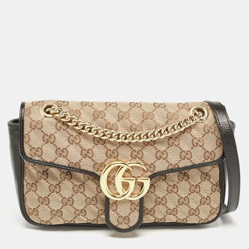 Gucci Beige/Black Diagonal Quilted GG Canvas and Leather Small GG Marmont Shoulder Bag - Gucci - Modalova