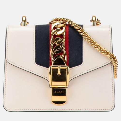 Gucci White Leather Sylvie Chain Shoulder Bag - Gucci - Modalova