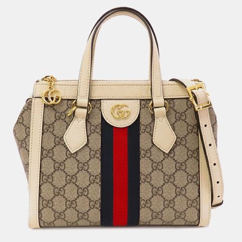 Gucci Beige Brown Coated Canvas Small GG Supreme Ophidia Satchel Bag - Gucci - Modalova