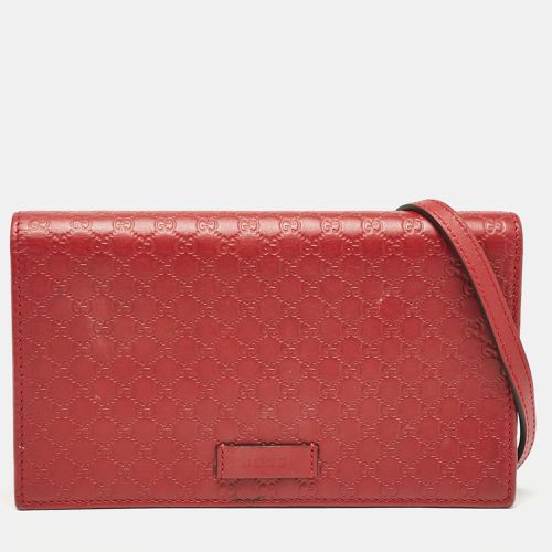 Microssima Leather Flap Wallet on Strap - Gucci - Modalova