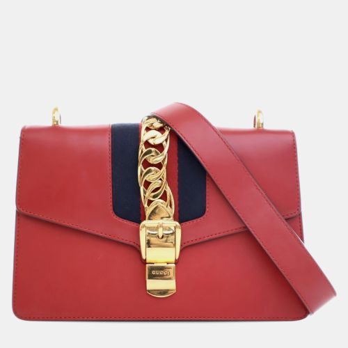 Gucci Red Leather Gucci Small Leather Sylvie Satchel - Gucci - Modalova