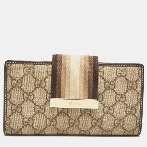 Gucci Brown/Beige GG Canvas and Leather Web Flap Continental Wallet - Gucci - Modalova