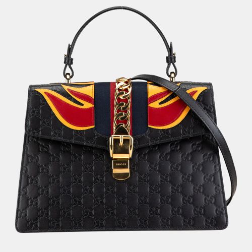 Gucci Black Medium Guccissima Sylvie Top Handle Satchel - Gucci - Modalova