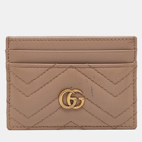 Gucci Beige Matelassé Leather GG Marmont Card Holder - Gucci - Modalova