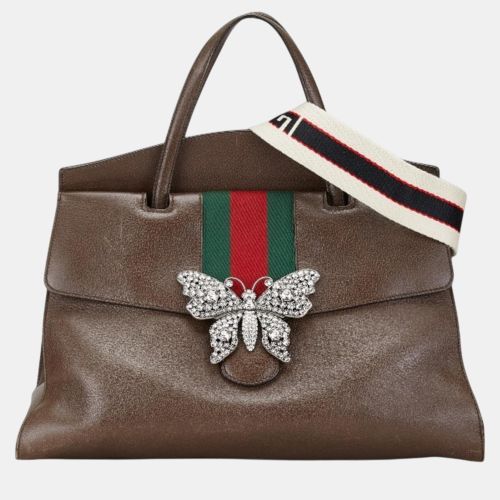 Gucci Brown Leather Totem Butterfly Jewel Handbag - Gucci - Modalova