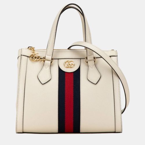 Gucci White Ivory Leather Ophidia Small Handbag - Gucci - Modalova