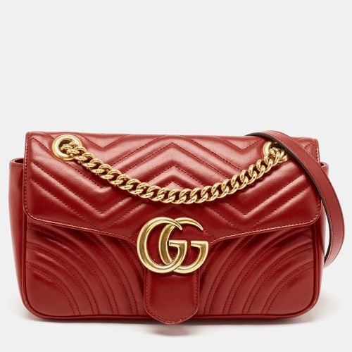 Gucci Red Matelassé Leather Small GG Marmont Shoulder Bag - Gucci - Modalova