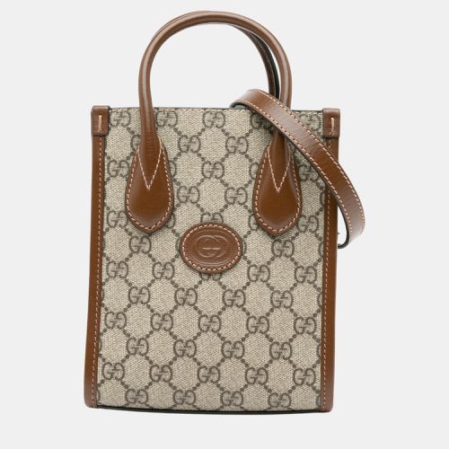 Brown Mini GG Supreme Interlocking G Satchel - Gucci - Modalova