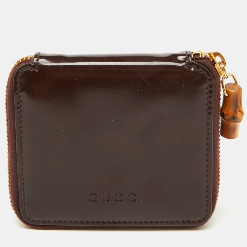 Gucci Dark Brown Leather Compact Bamboo Zip Around Wallet - Gucci - Modalova