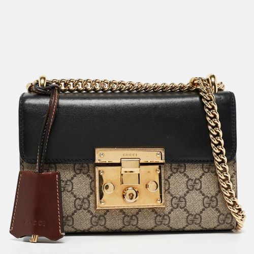 Gucci Beige/Black GG Supreme Canvas and Leather Padlock Small Shoulder Bag - Gucci - Modalova