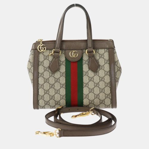 Gucci Supreme Canvas Leather Beige Brown Gg Small Sherry Line Handbag - Gucci - Modalova