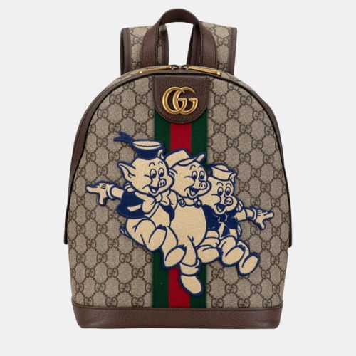 Gucci Beige Multicolor Pvc Leather Gg Supreme The Three Little Pigs Backpack - Gucci - Modalova