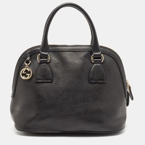 Gucci Black Leather Interlocking GG Charm Satchel - Gucci - Modalova