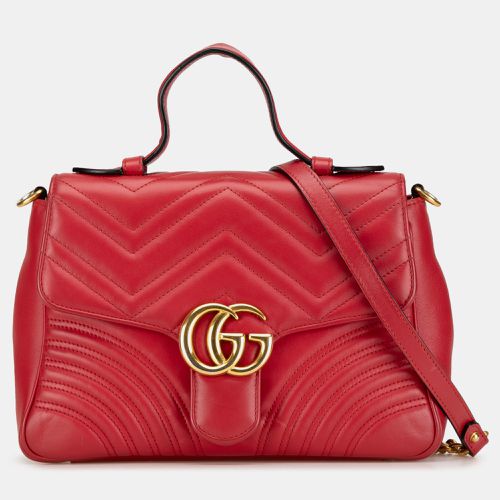 Gucci Small Leather GG Marmont Top Handle Satchel - Gucci - Modalova