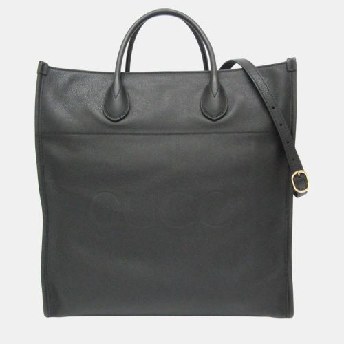 Gucci Black Leather Logo Tote Bag - Gucci - Modalova