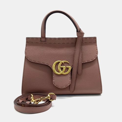 Gucci Brown Leather GG Marmont mini tote bag - Gucci - Modalova