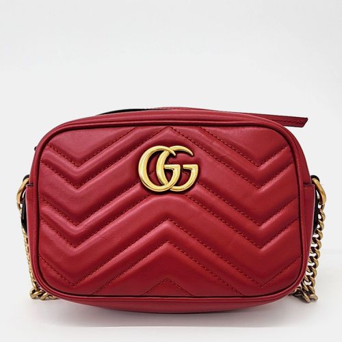 Gucci Red Leather Marmont Matelasse Mini Crossbody Bag - Gucci - Modalova