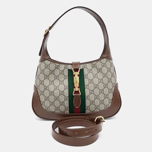 Gucci Beige Brown Leather and PVC Gucci Beige Brown PVC Jackie 1961 Small Hobo Bag - Gucci - Modalova