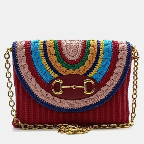 Gucci Red Cotton Horsebit Chain Shoulder Bag - Gucci - Modalova