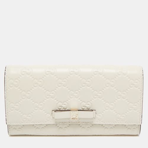 Gucci Off White Guccissima Leather Bow Continental Wallet - Gucci - Modalova