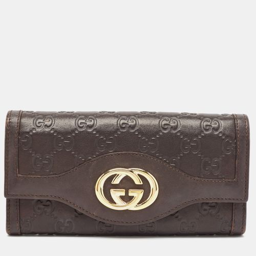 Gucci Dark Brown Guccissima Leather Interlocking G Continental Wallet - Gucci - Modalova