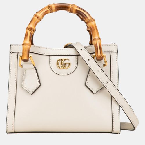 Gucci White Mini Calfskin Bamboo Diana Satchel - Gucci - Modalova