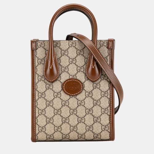 Gucci Brown Mini GG Supreme Interlocking G Satchel - Gucci - Modalova