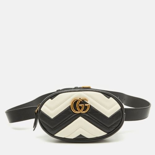 Gucci Black/White Matelassé Leather GG Marmont Belt Bag - Gucci - Modalova