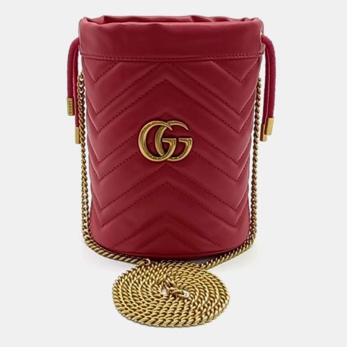 Gucci Red Leather GG Marmont mini bucket bag - Gucci - Modalova