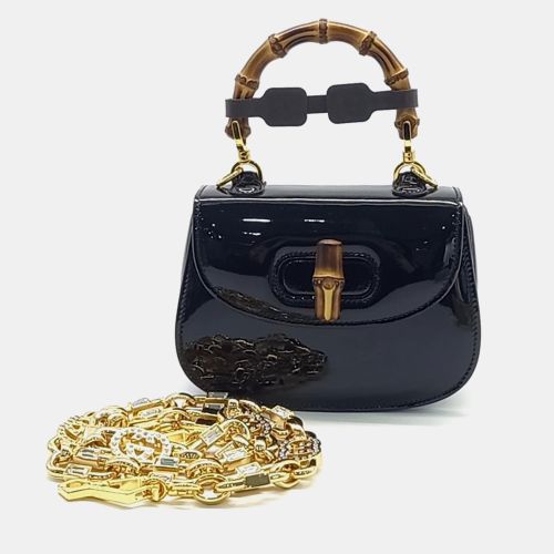 Gucci Black Leather Patent 1947 Mini Top Handle Bag - Gucci - Modalova