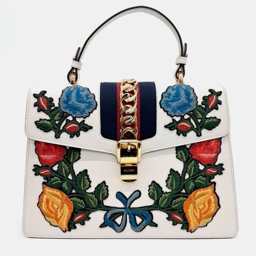 Gucci Multicolor White Leather Sylvie Top Handle Bag - Gucci - Modalova