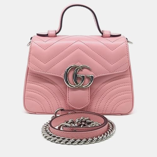 Gucci Pink Leather Marmont Mini Top Handle Shoulder Bag - Gucci - Modalova