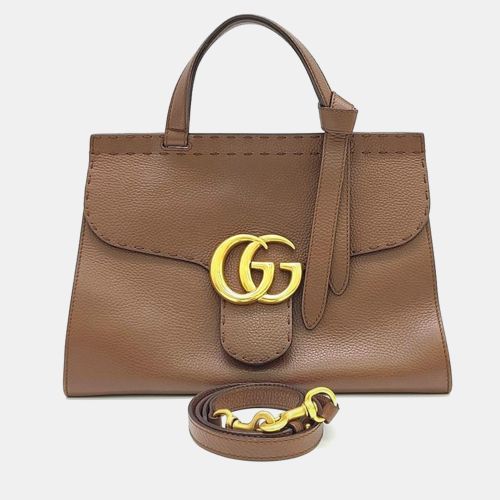 Gucci Brown Leather GG Marmont Tote Bag - Gucci - Modalova