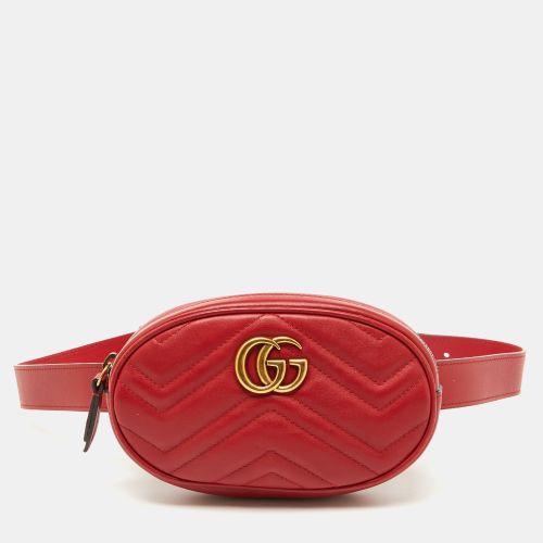 Gucci Red Matelassé Leather GG Marmont Belt Bag - Gucci - Modalova