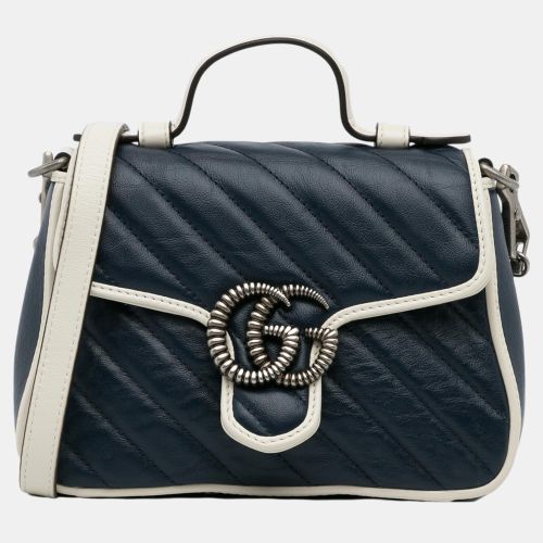 Gucci Navy Blue Mini GG Marmont Torchon Top Handle Bag - Gucci - Modalova