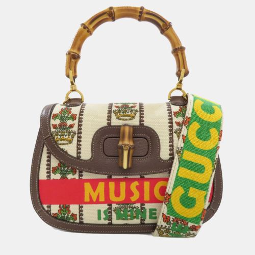 Gucci Multicolour Canvas and Leather Bamboo Top Handle Bag - Gucci - Modalova