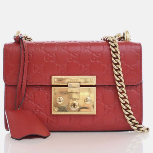 Gucci Red Leather Small Guccissima Padlock Shoulder Bag - Gucci - Modalova