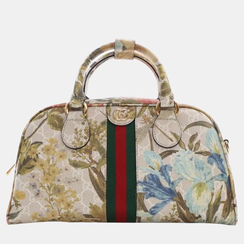 Gucci Beige GG Supreme Ophidia Flora Satchel - Gucci - Modalova