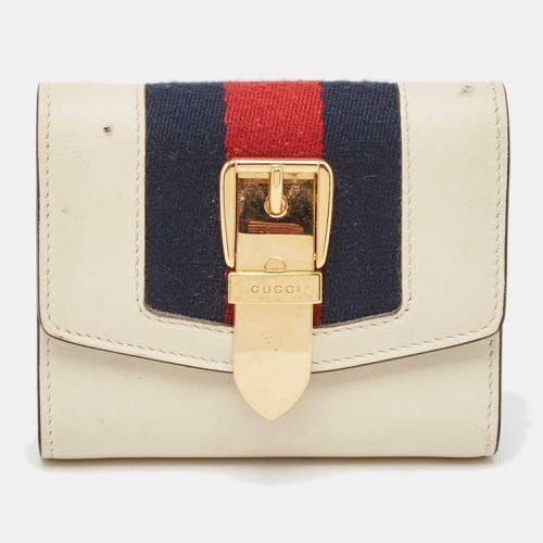 Gucci White Leather Sylvie Trifold Wallet - Gucci - Modalova