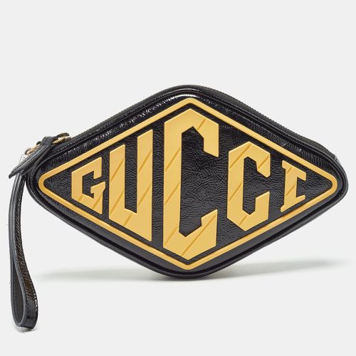 Gucci Black/Yellow Patent Leather and Rubber Game Patch Wristlet Clutch - Gucci - Modalova