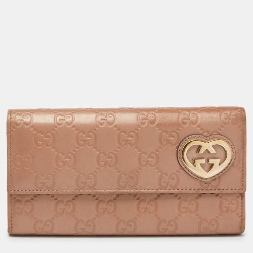 Peach ssima Leather Flap Continental Wallet - Gucci - Modalova