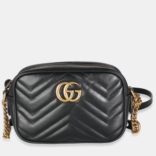 Gucci Black Leather Mini GG Marmont Camera Shoulder Bag - Gucci - Modalova